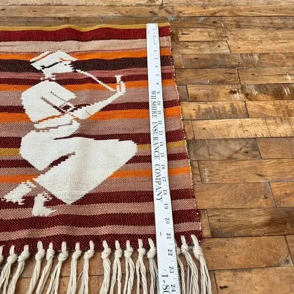 Mohair Woven Wall Hanging Tapestry 32 African Folk Art Smoking Pipe Reversible